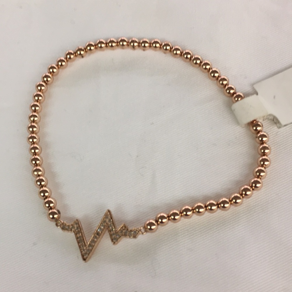 rose gold beaded heart beat bracelet